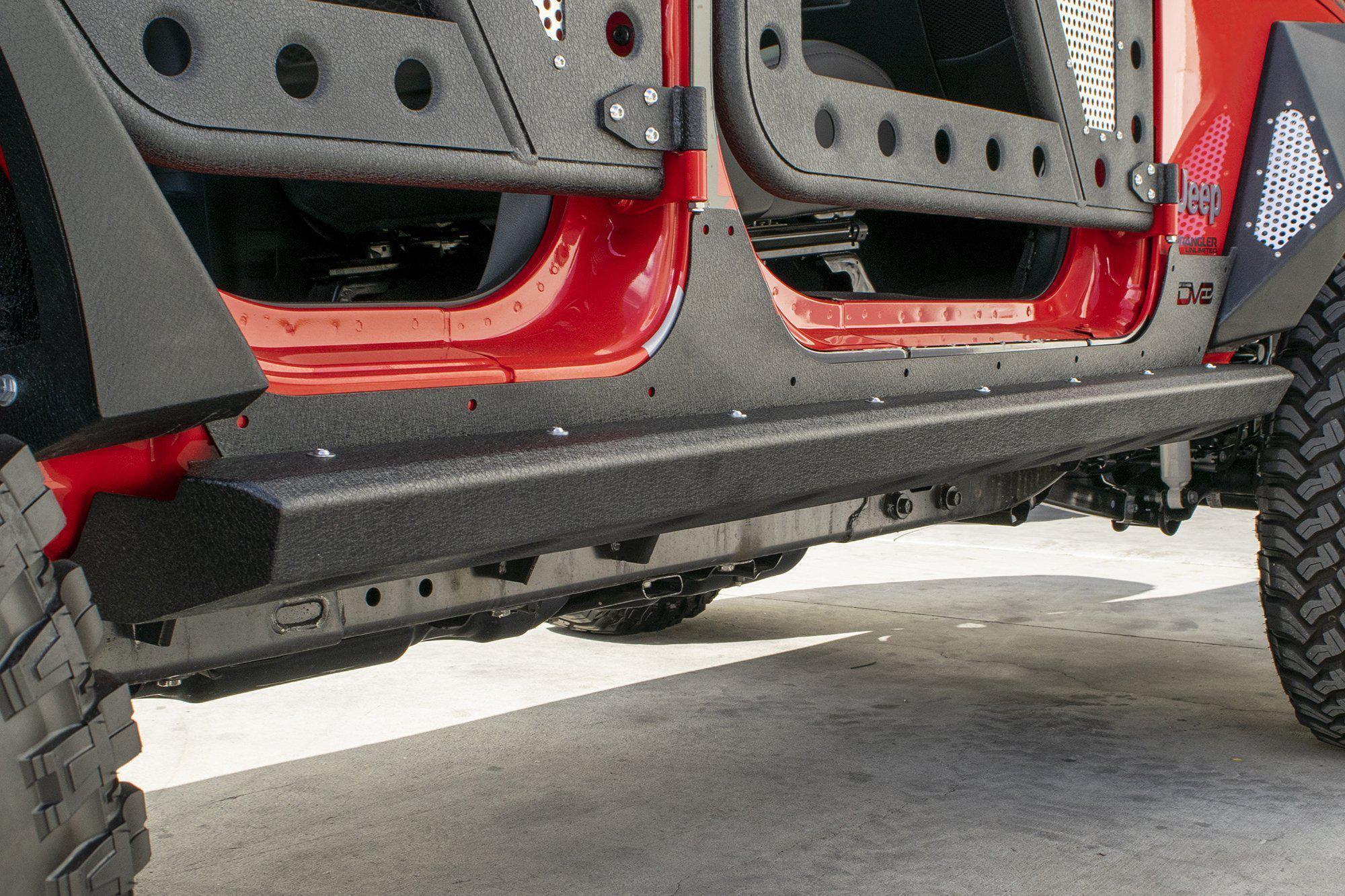 DV8 2007-2018 Jeep JK 4-Door Rock Sliders with Rock Skins - SRSOTB-13