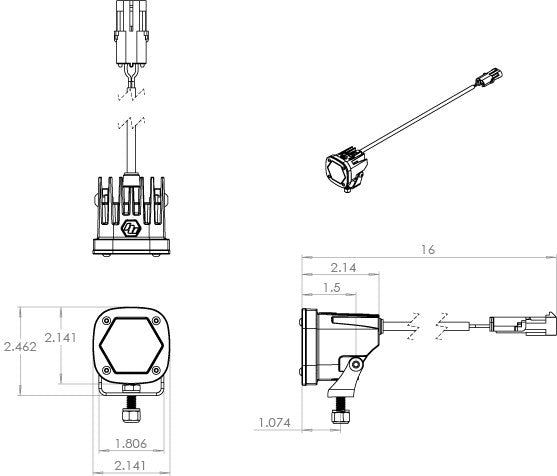 S1 Spot LED Light with Mounting Bracket Pair