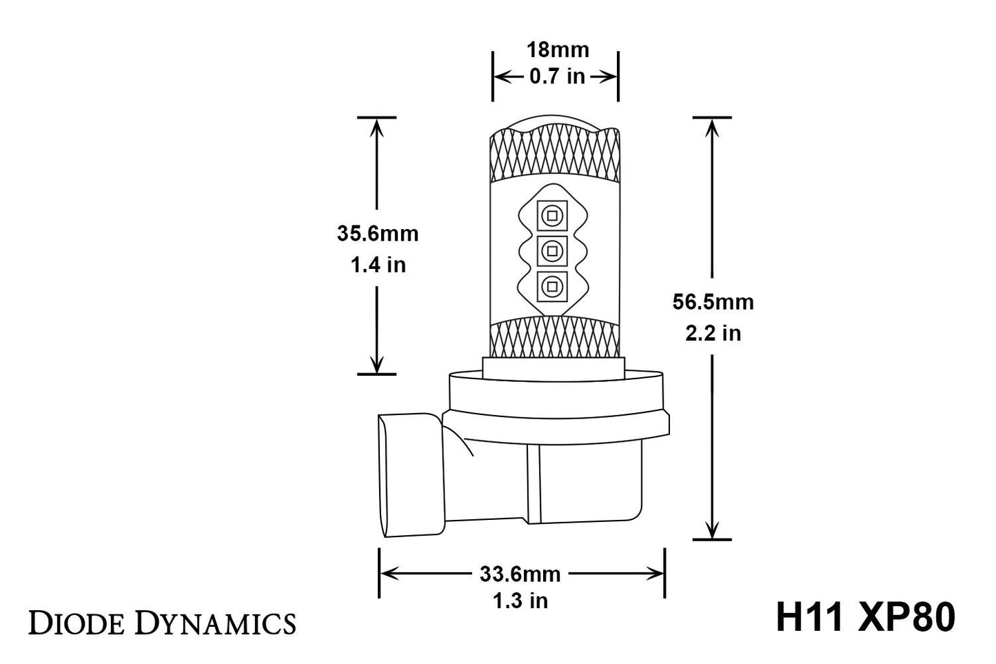 H11 XP80 LED Bulbs - Cool White (6000K)