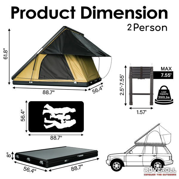 TETON Tri-Clam Hard Shell Roof Top Tent