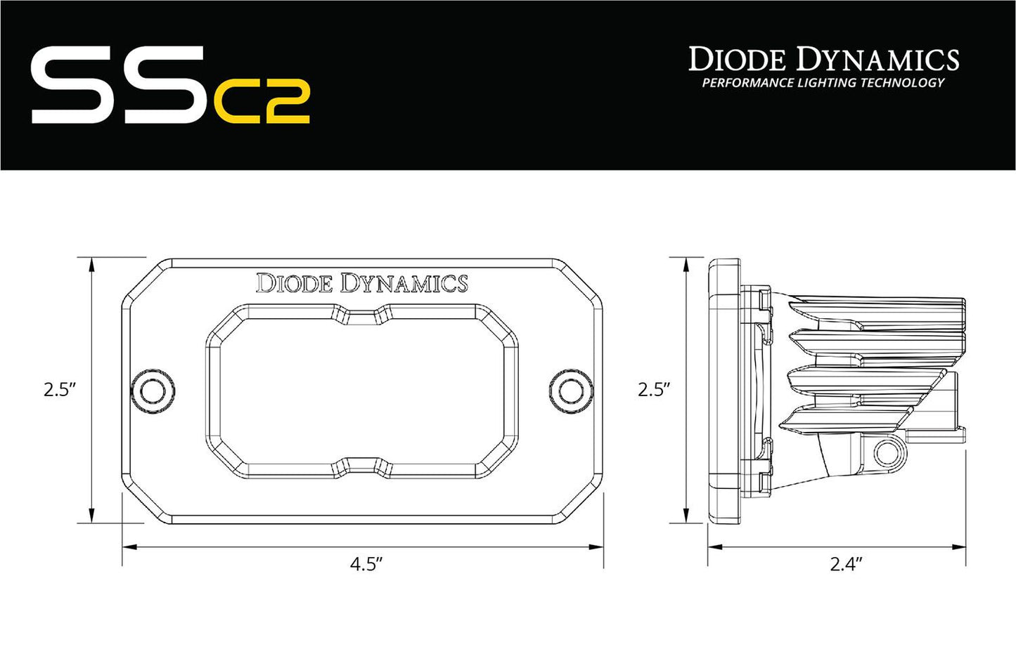 SSC2 SAE White Sport Flush Mount LED 2" Pod