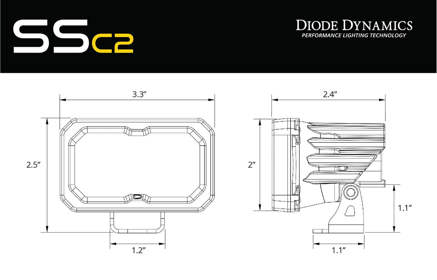 SSC2 SAE/DOT White Pro Standard LED Pod (Pair)