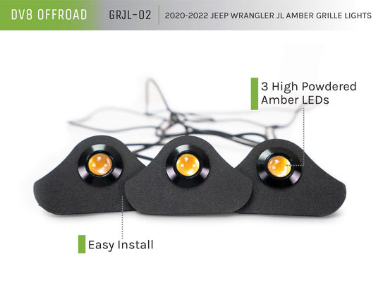 2018-2023 Jeep Wrangler JL Amber Grille Lights