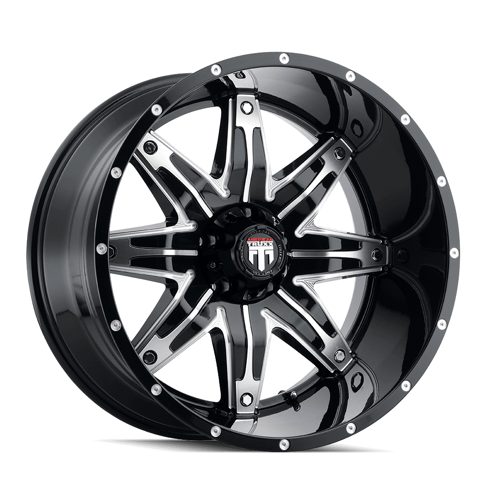 American Truxx Lonestar AT185 Gloss Black Machined 20X10 5-150 -24mm 110.3mm - AT185-2150BM-24