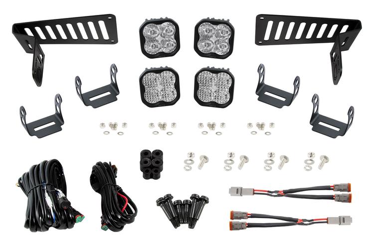 Diode Dynamics - SS3 Cowl LED Bracket Kit for 2018-2024 Jeep JL Wrangler/Gladiator, White Sport - DD6553