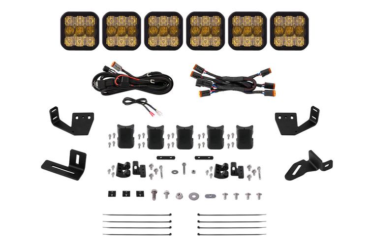 Diode Dynamics - SS5 6-Pod CrossLink Mounting Kit for Prinsu/Sherpa Roof Racks, Pro Yellow Combo - DD7821