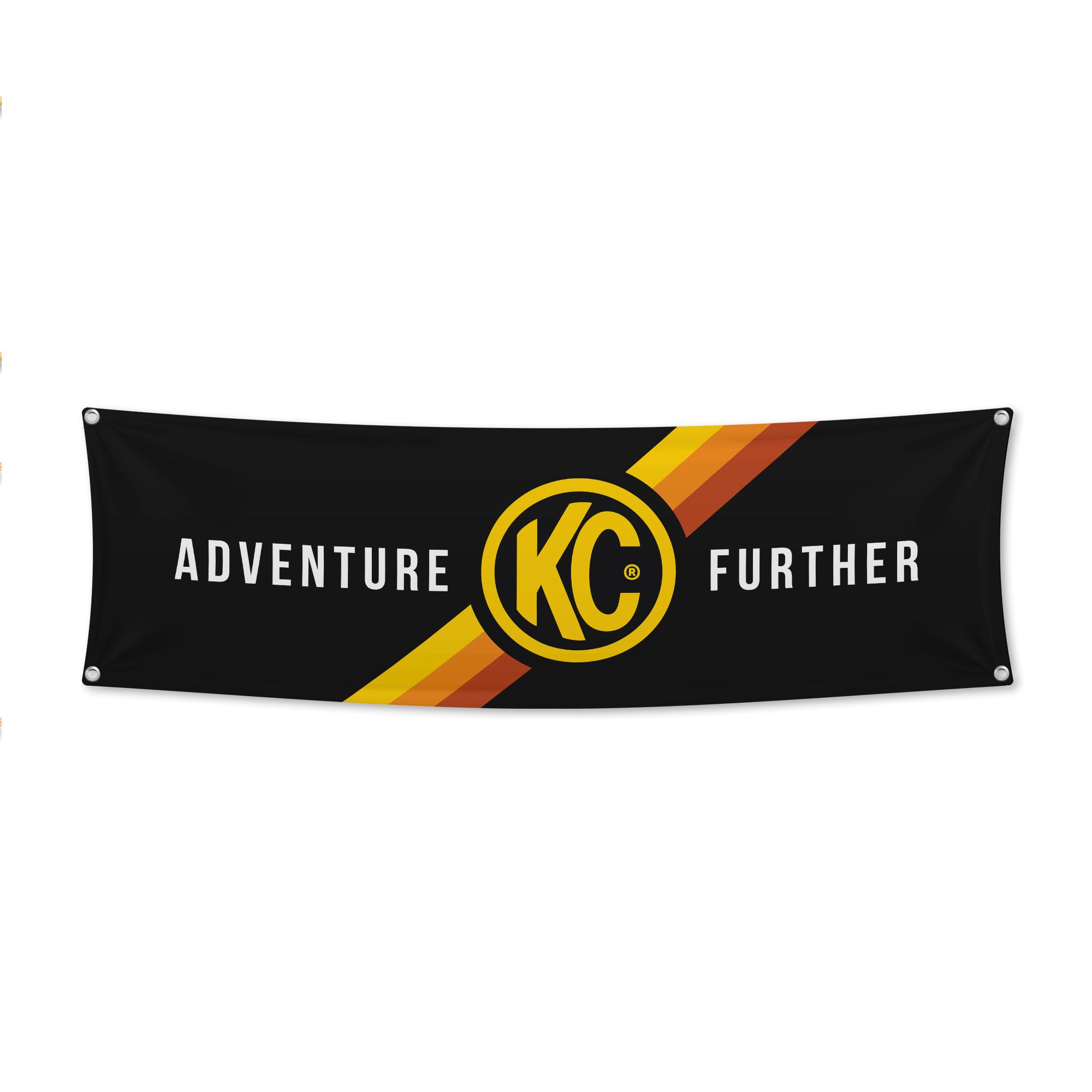 KC HiLiTES 17 inx60 in KC Banner - Adventure Further - Black / Yellow KC Logo - 9902