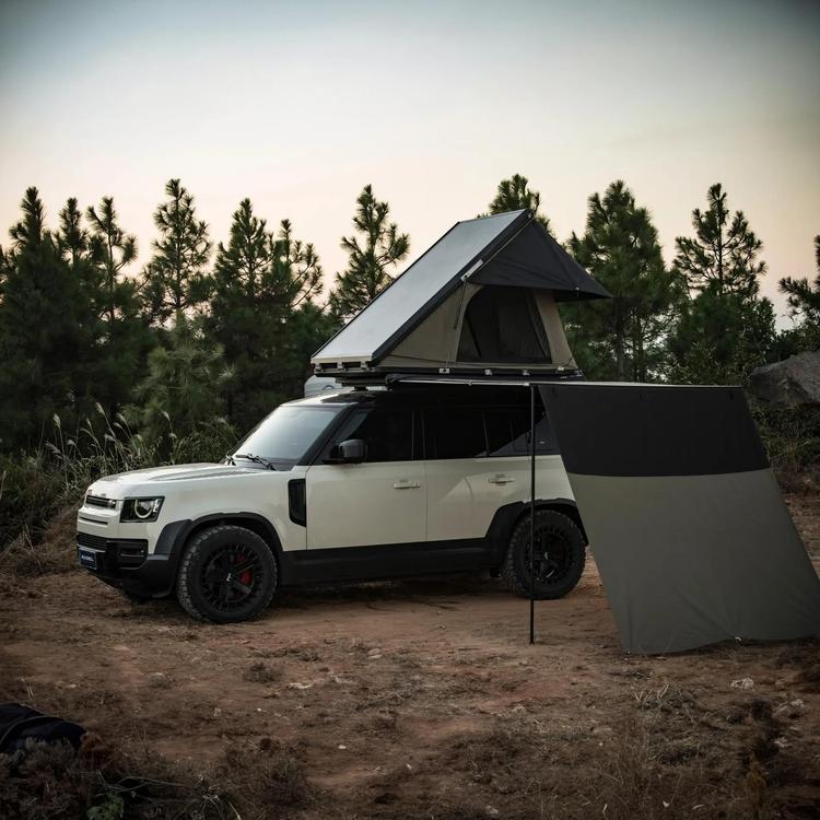 Roveroll Tri-Clam Shell Roof Top Tent-Taupe Body & Black Rain Fly - 47 in - AC001