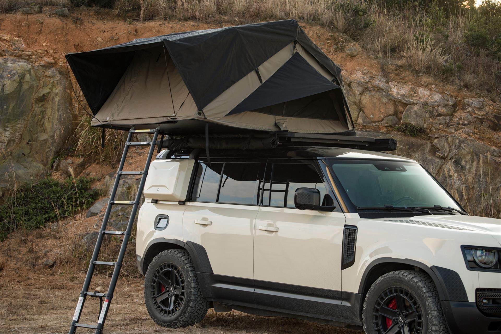 Roveroll Snail Soft Shell Roof Top Tent-Taupe Body & Black Rain Fly - 52 in - SS001