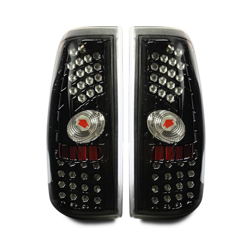 1999-2006 Chevy Silverado 1500 2500 3500 / 1999-2002 GMC Sierra 1500 2500 3500 LED Taillights - Gloss Black / Clear