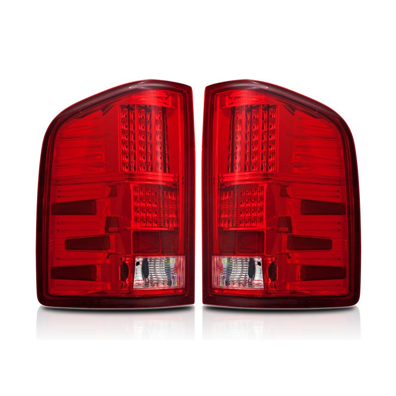 2008-2013 Chevy Silverado 1500 / 2008-2014 2500 HD 3500 HD / 2007 1500 2500 3500 New Body LED Taillights - Chrome / Red