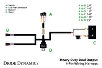 Heavy Duty Dual Output 4-pin Wiring Harness