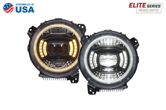 Elite LED Headlamps for 2018-Present Jeep JL Wrangler and 2020-Present Jeep Gladiator
