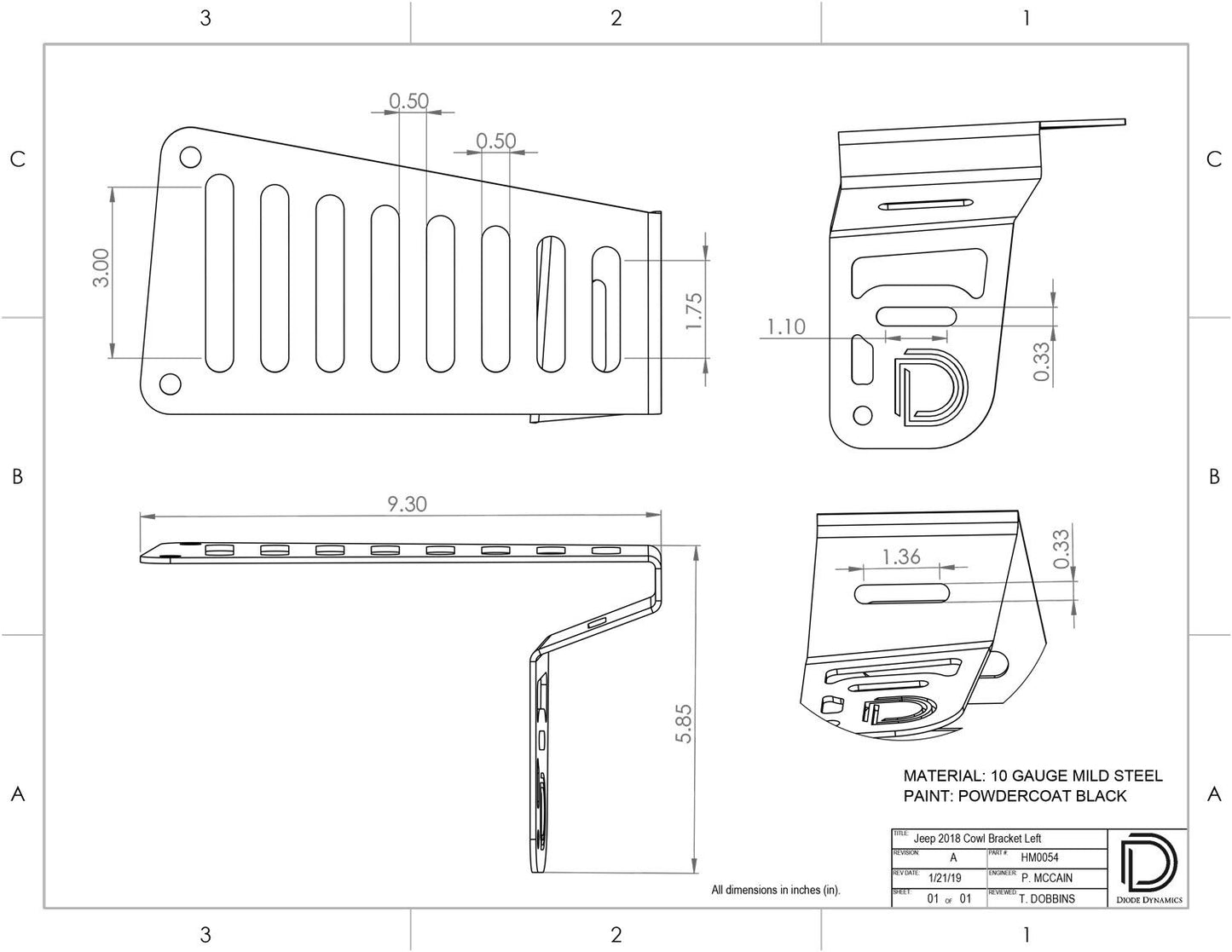 2018-2024 Jeep JL Wrangler JT Gladiator Cowl Mount LED Brackets