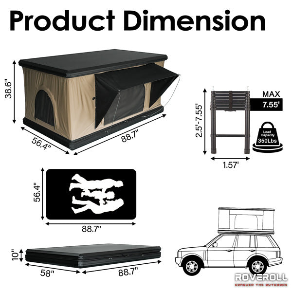 ZION Aluminum Shell Pop-Up Roof Top Tent